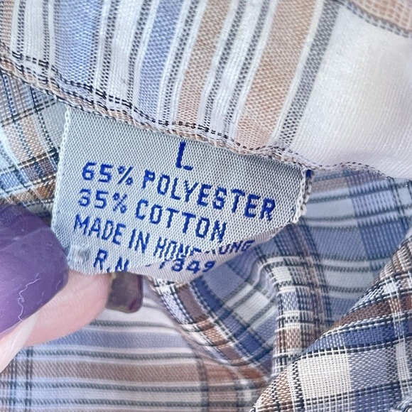 Back Bay Rowing Co. Shirt Mens Large Plaid Button Up Long Sleeve Blue Brown - Picture 5 of 10